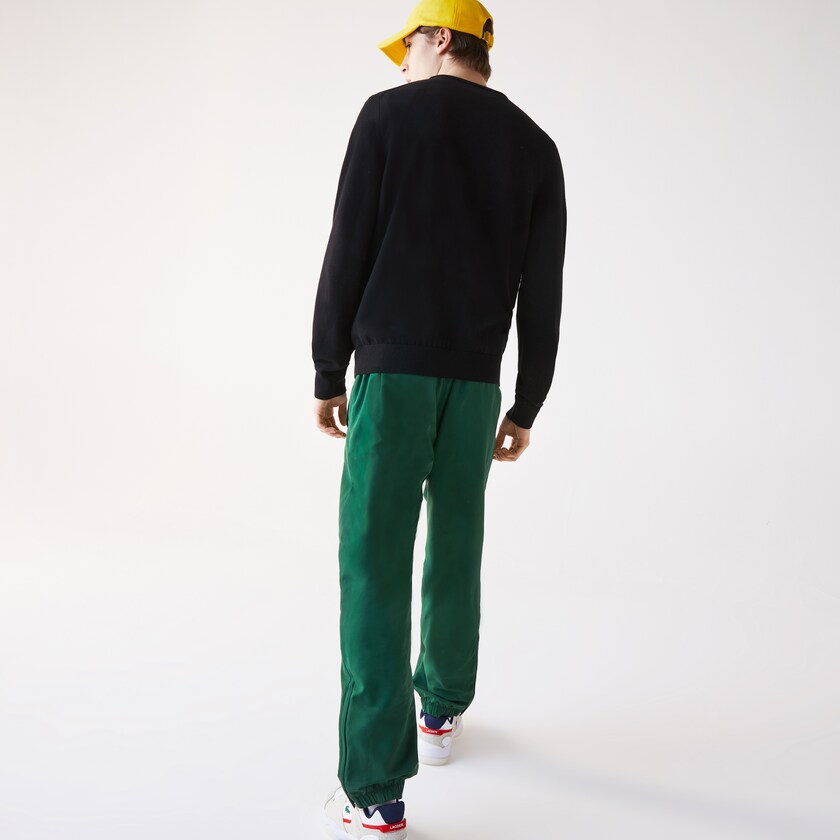 Suéteres Lacoste Organic Cotton Crew Neck Hombre Negros | EJ4-42074A6