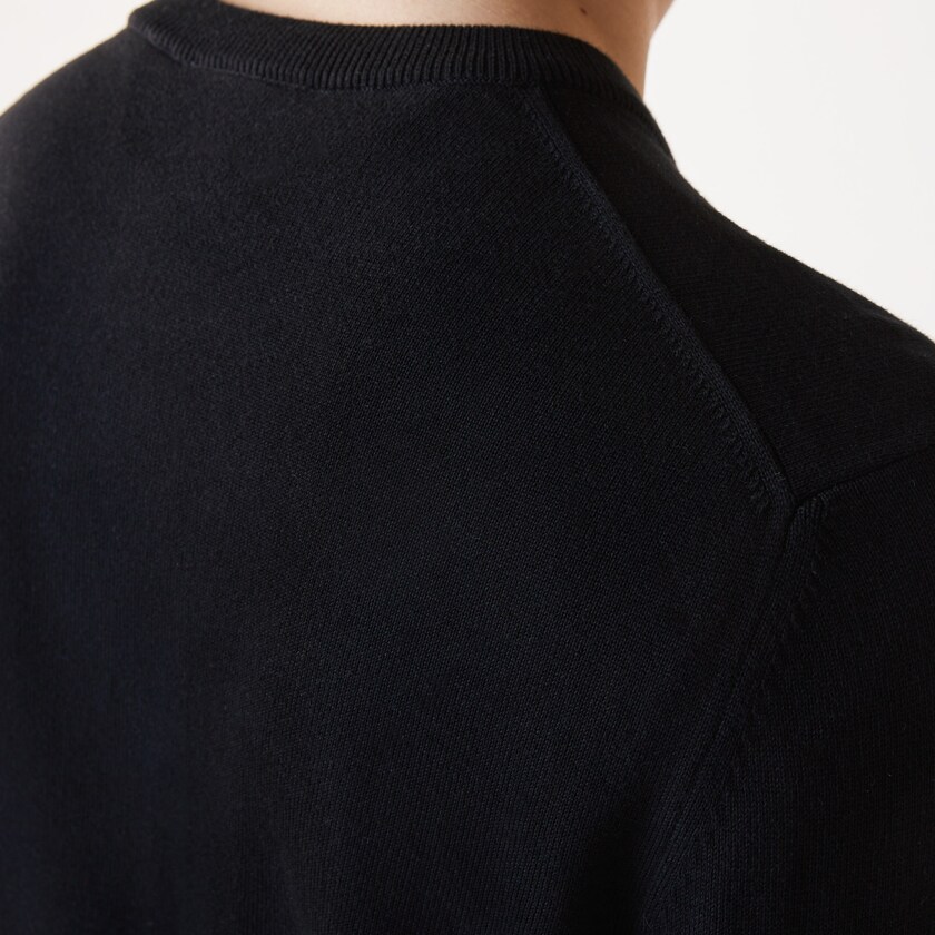 Suéteres Lacoste Organic Cotton Crew Neck Hombre Negros | EJ4-42074A6