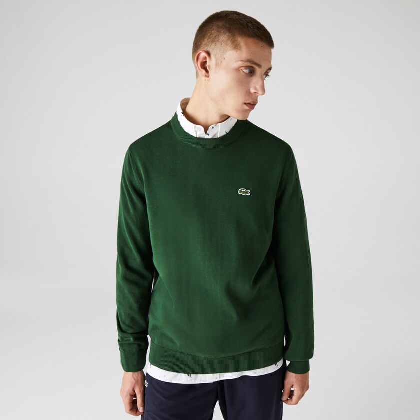 Suéteres Lacoste Organic Cotton Crew Neck Hombre Verdes | NF3-96519U3