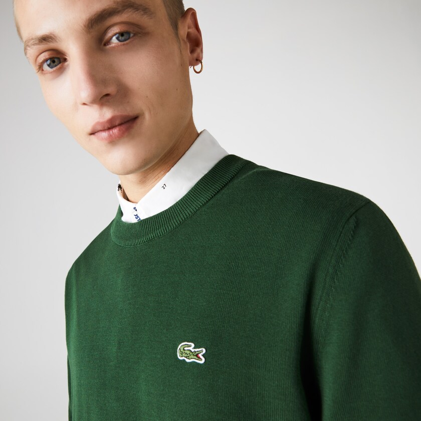 Suéteres Lacoste Organic Cotton Crew Neck Hombre Verdes | NF3-96519U3