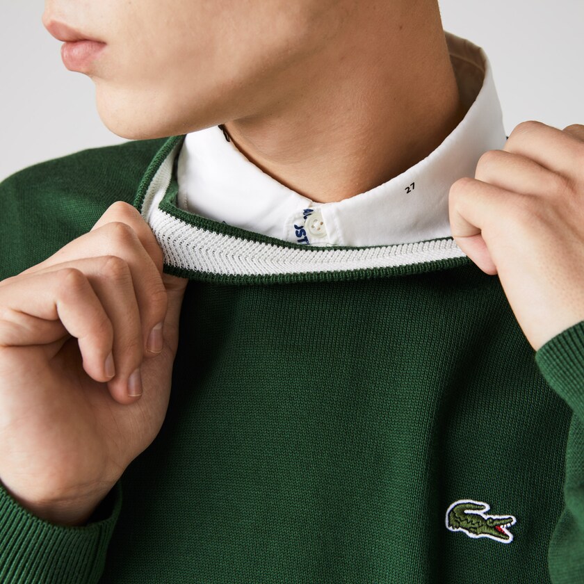 Suéteres Lacoste Organic Cotton Crew Neck Hombre Verdes | NF3-96519U3