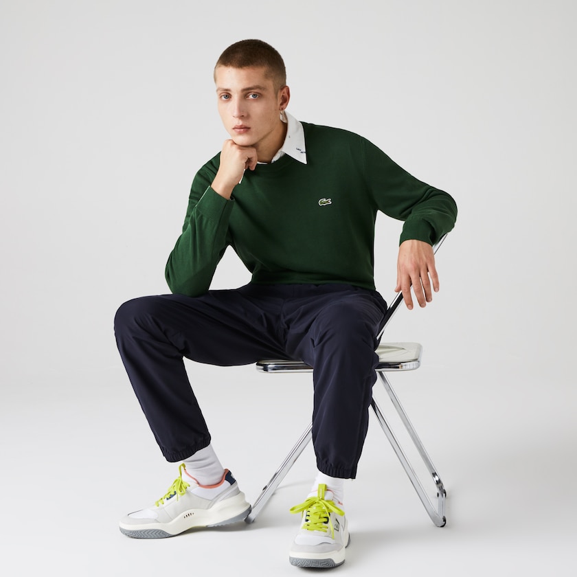 Suéteres Lacoste Organic Cotton Crew Neck Hombre Verdes | NF3-96519U3