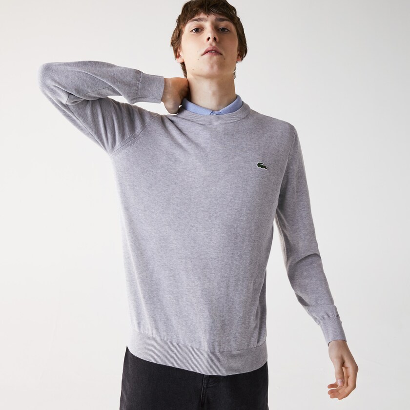 Suéteres Lacoste Organic Cotton Crew Neck Hombre Grises | PA3-97359Y8