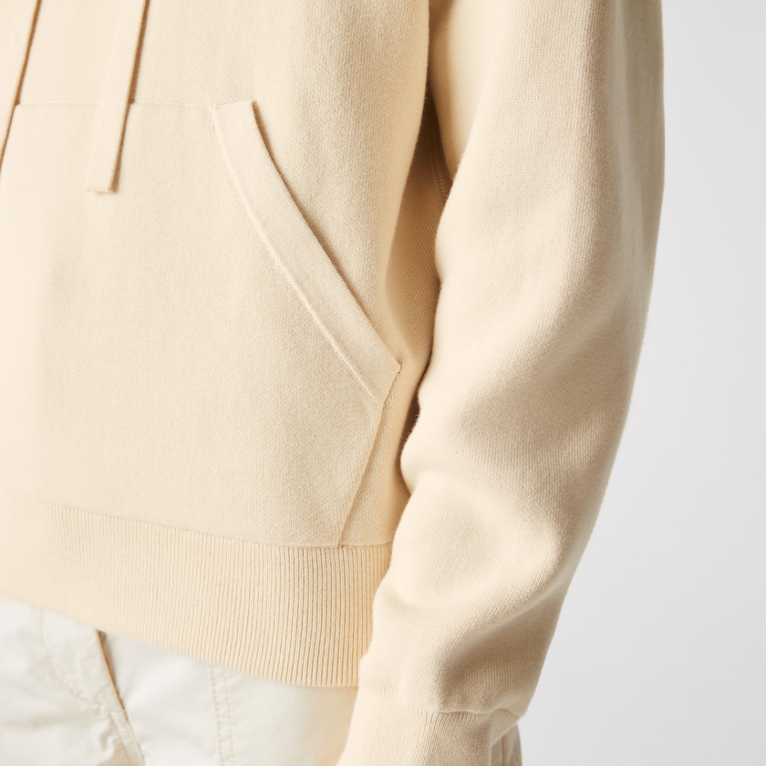 Suéteres Lacoste Relaxed Embroidered Croc Hooded Cotton Mujer Beige | EC1-85138K0