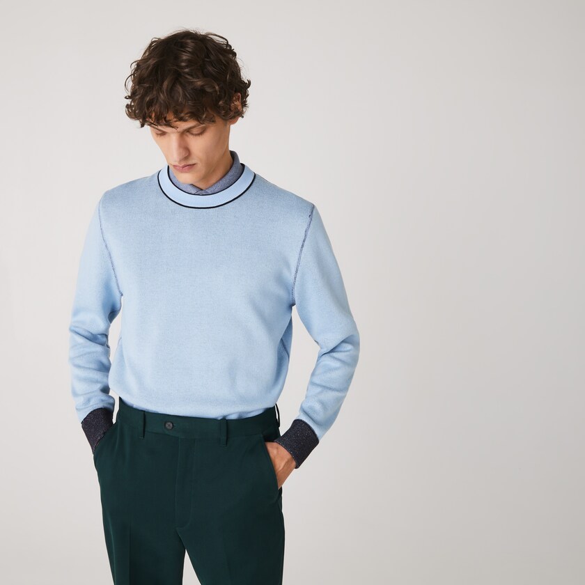 Suéteres Lacoste Reversible Crew Neck Contrast Hombre Azul Marino Azules Azules | CG5-10111I0