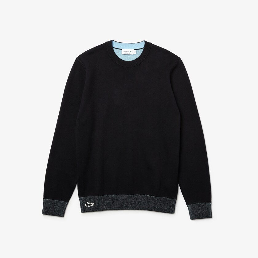 Suéteres Lacoste Reversible Crew Neck Contrast Hombre Azul Marino Azules Azules | CG5-10111I0