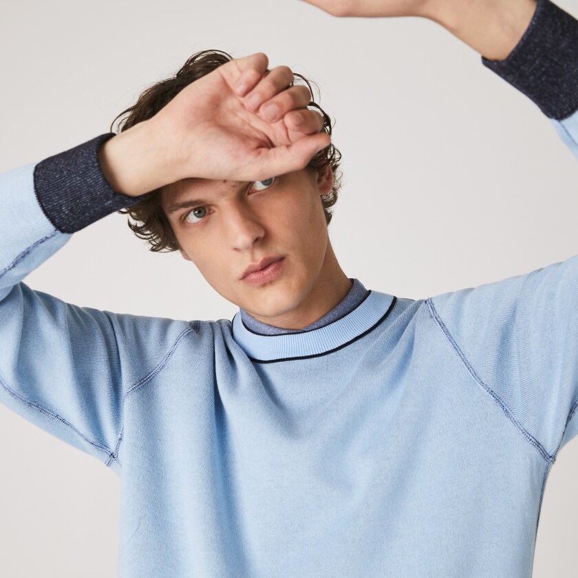 Suéteres Lacoste Reversible Crew Neck Contrast Hombre Azul Marino Azules Azules | CG5-10111I0