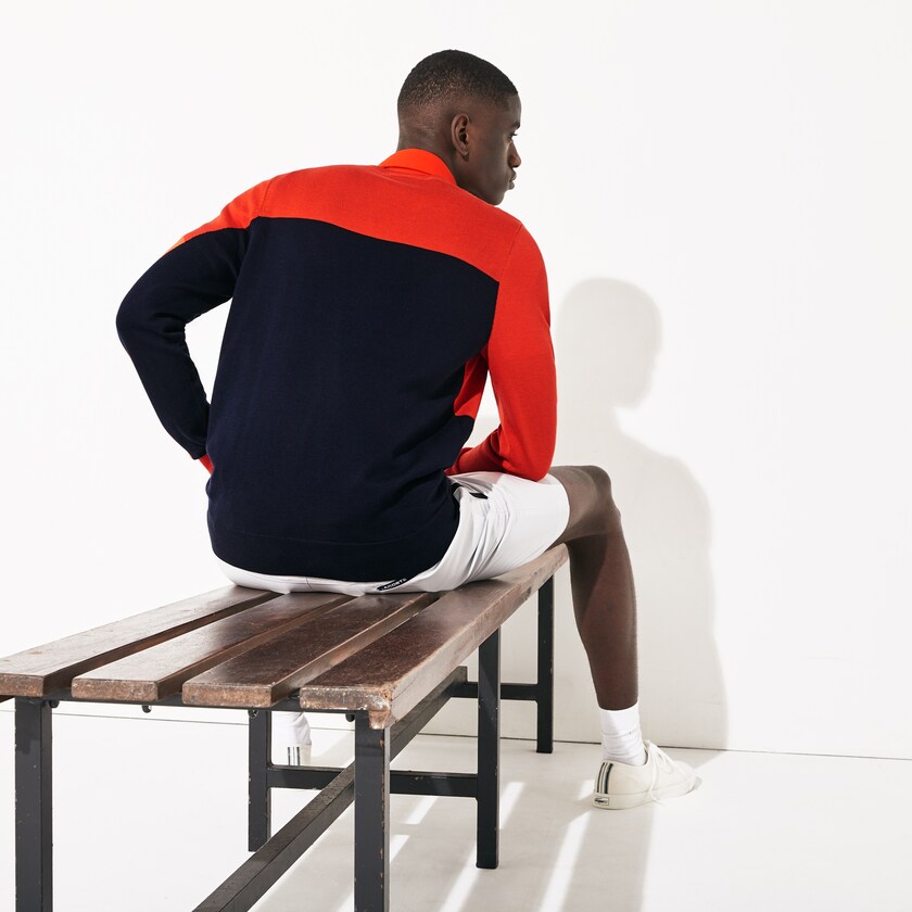 Suéteres Lacoste SPORT Breathable Knit Crew Neck Golf Hombre Rojos Azul Marino Azules | VU8-19421N9