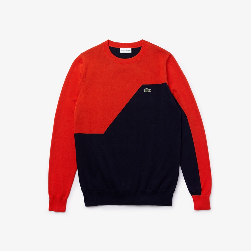 Suéteres Lacoste SPORT Breathable Knit Crew Neck Golf Hombre Rojos Azul Marino Azules | VU8-19421N9