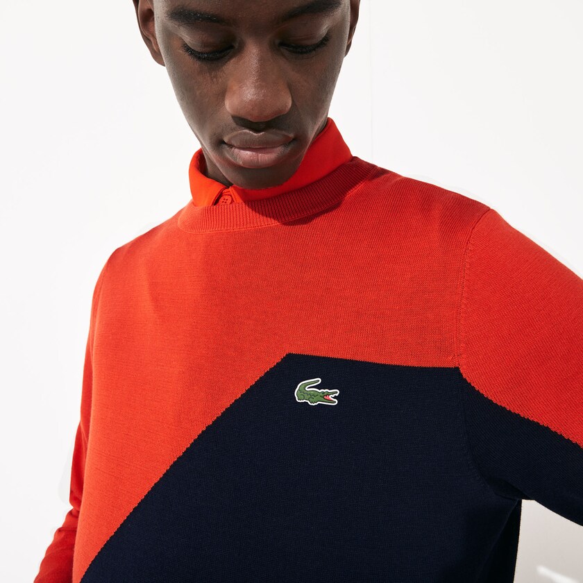 Suéteres Lacoste SPORT Breathable Knit Crew Neck Golf Hombre Rojos Azul Marino Azules | VU8-19421N9