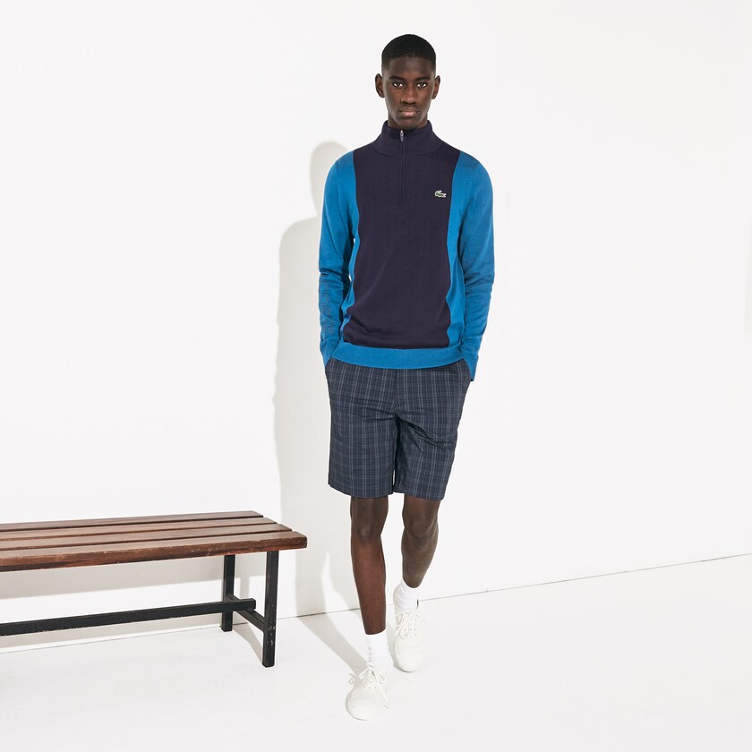 Suéteres Lacoste SPORT Breathable Knit Zip Collar Golf Hombre Azul Marino Azules Azules Azul Marino Azules | WP2-33073N6