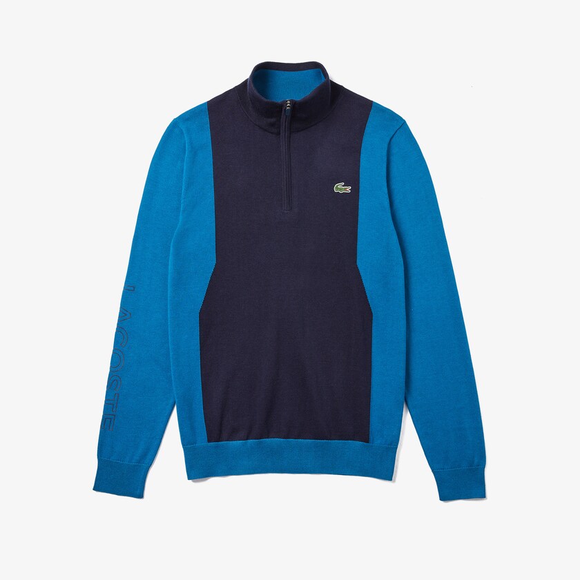 Suéteres Lacoste SPORT Breathable Knit Zip Collar Golf Hombre Azul Marino Azules Azules Azul Marino Azules | WP2-33073N6