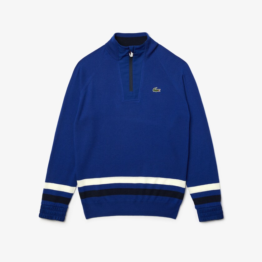 Suéteres Lacoste SPORT Breathable Wool Golf Hombre Azules Azul Marino Azules Blancos | IW3-45784K0