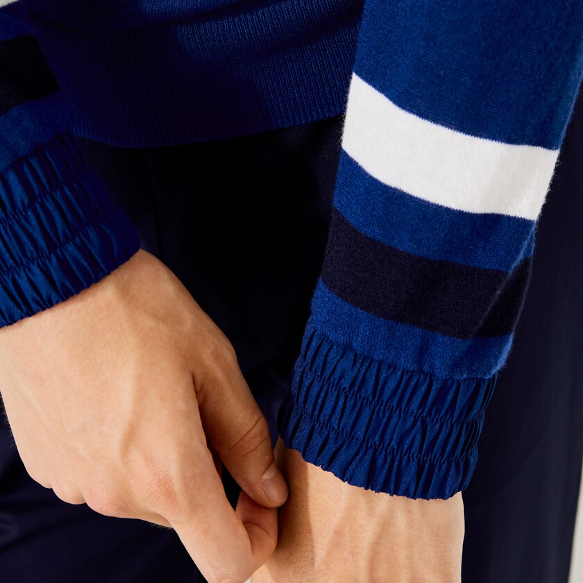 Suéteres Lacoste SPORT Breathable Wool Golf Hombre Azules Azul Marino Azules Blancos | IW3-45784K0