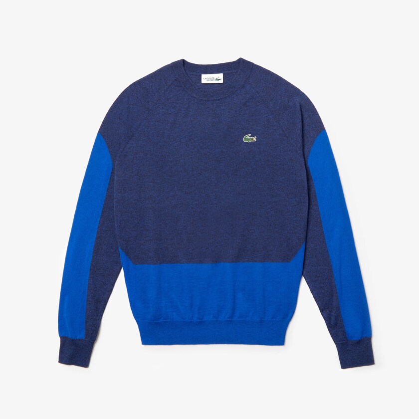 Suéteres Lacoste SPORT Color-Blocked Breathable Wool Hombre Azules Azules | WA1-30003T1