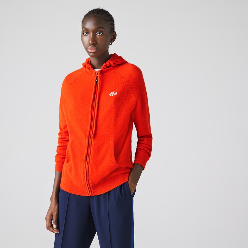Suéteres Lacoste SPORT Recycled Cashmere Zip Mujer Rojos | EX3-88888F9
