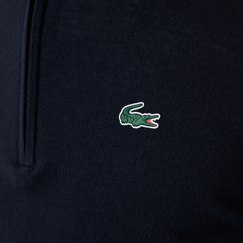 Suéteres Lacoste SPORT Solid Breathable Knit Zip Collar Golf Hombre Azul Marino Azules | TH5-94049P6