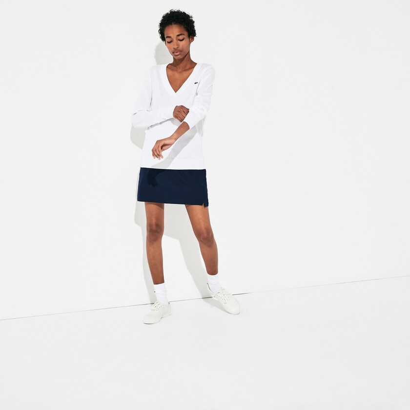 Suéteres Lacoste SPORT V-neck Mujer Blancos | AB5-85948O8