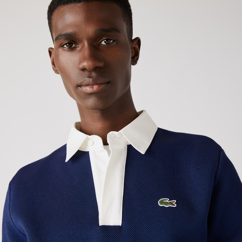 Suéteres Lacoste Striped Rugby Hombre Azul Marino Azules Azules Verdes Beige Blancos | QQ8-44724M2