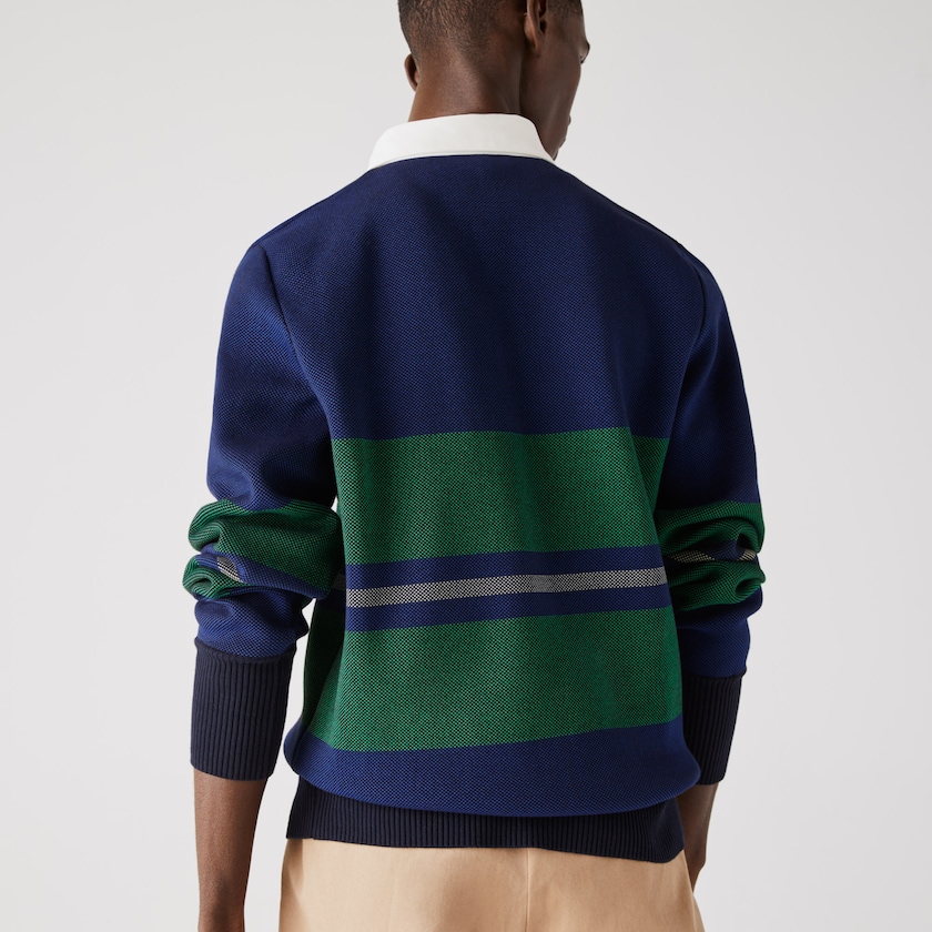 Suéteres Lacoste Striped Rugby Hombre Azul Marino Azules Azules Verdes Beige Blancos | QQ8-44724M2