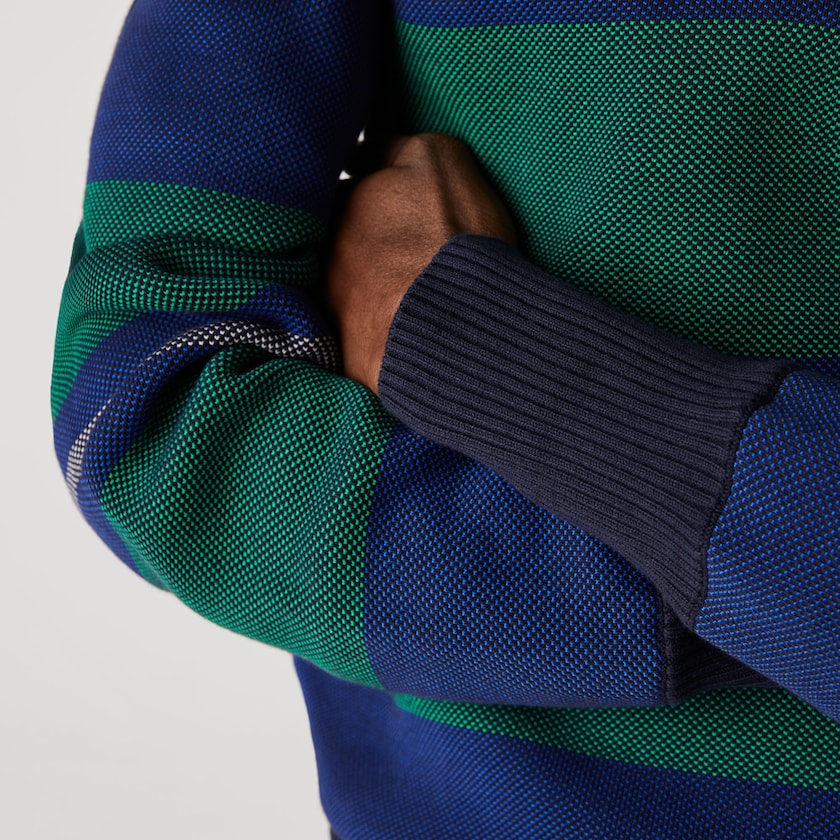 Suéteres Lacoste Striped Rugby Hombre Azul Marino Azules Azules Verdes Beige Blancos | QQ8-44724M2