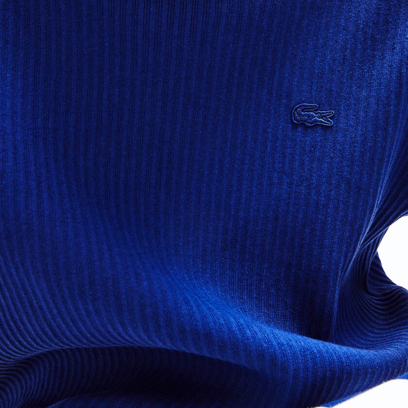 Suéteres Lacoste Striped Sleeves Cotton And Linen Blend Crew Neck Hombre Azul Marino Azules Blancos | EI5-60906S9