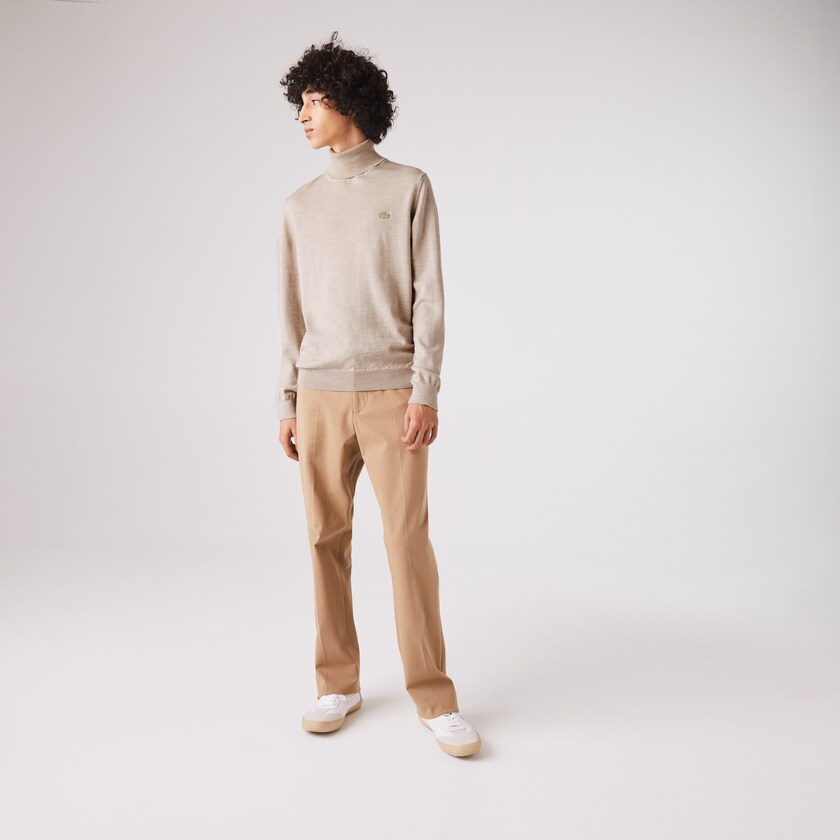Suéteres Lacoste Turtleneck Merino Wool Hombre Beige | IP5-55965U5