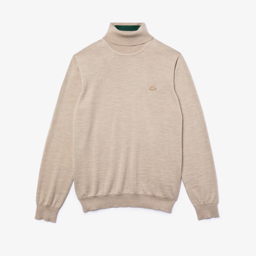 Suéteres Lacoste Turtleneck Merino Wool Hombre Beige | IP5-55965U5