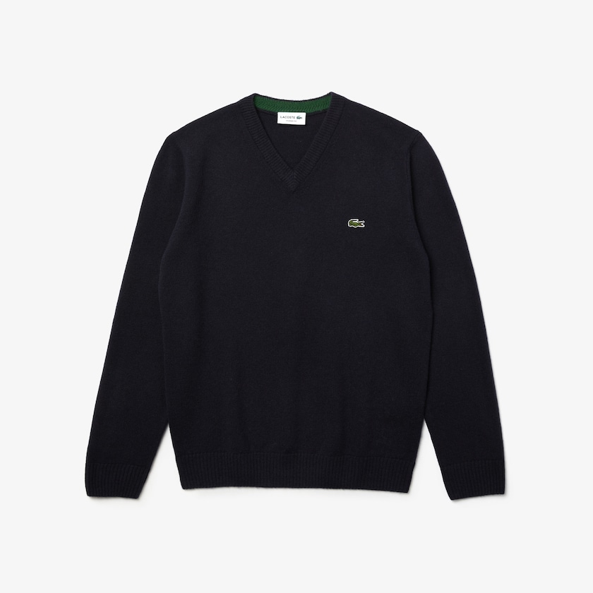 Suéteres Lacoste Hombre Azul Marino Azules V-Neck Wool IL7-96589G9