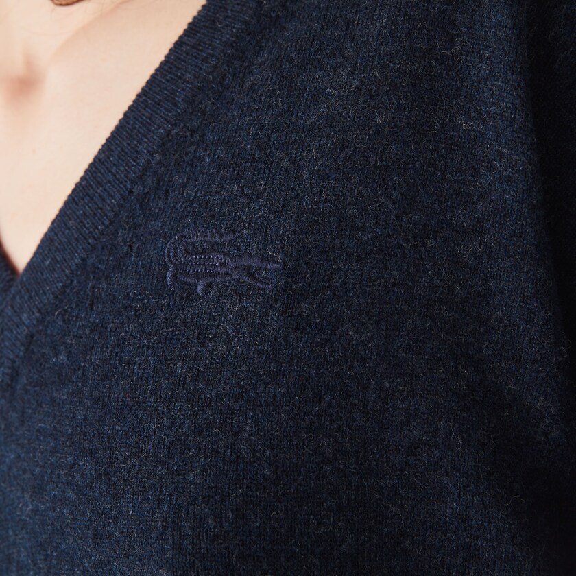 Suéteres Lacoste V-Neck Wool Mujer Azules | KG4-94329V6