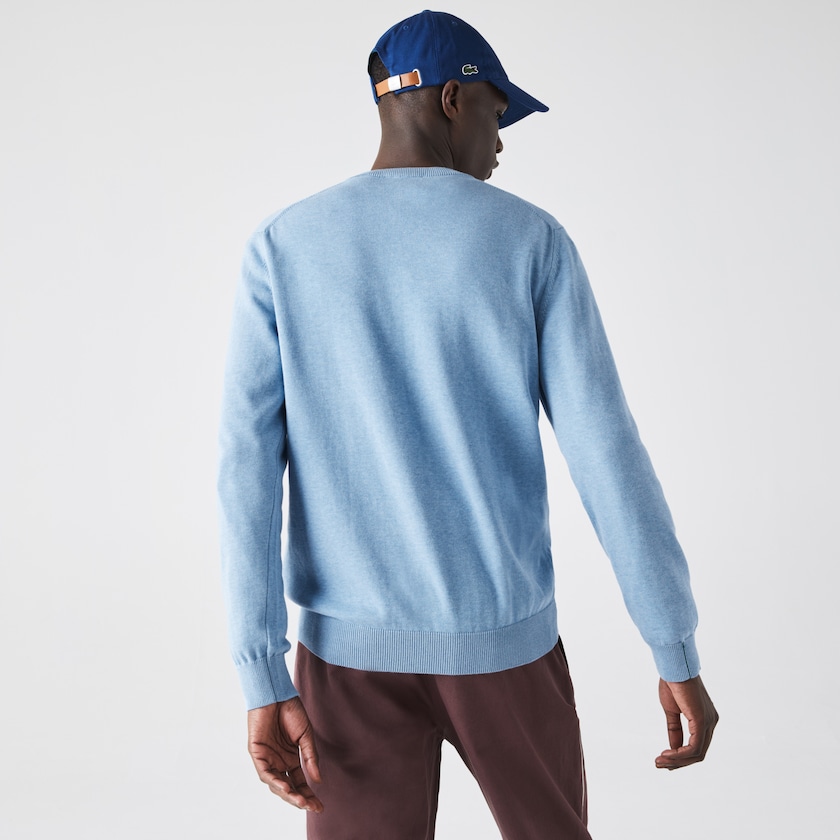 Suéteres Lacoste V-neck Organic Cotton Hombre Azules | BU6-18881I5