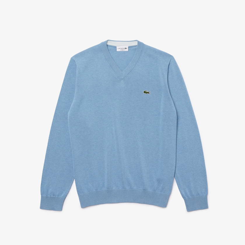 Suéteres Lacoste V-neck Organic Cotton Hombre Azules | BU6-18881I5