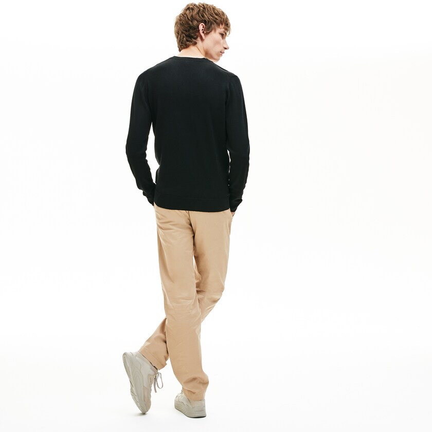 Suéteres Lacoste V-neck Wool Jersey Hombre Negros | UH1-98169J2