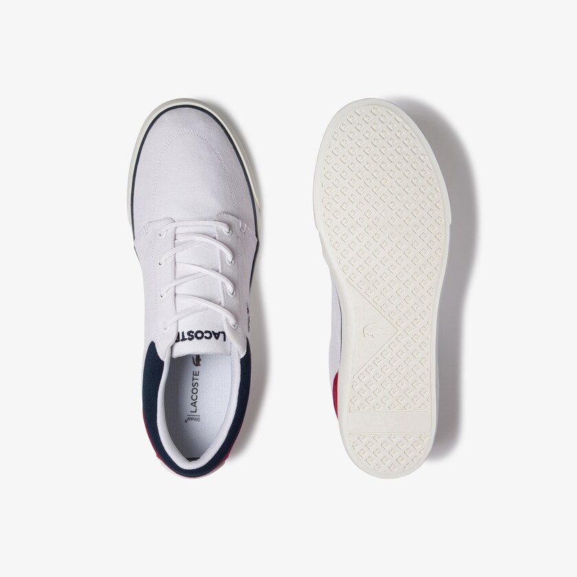 Tenis Lacoste Bayliss Canvas Hombre Blancos Azul Marino Rojos | RD4-72477D8
