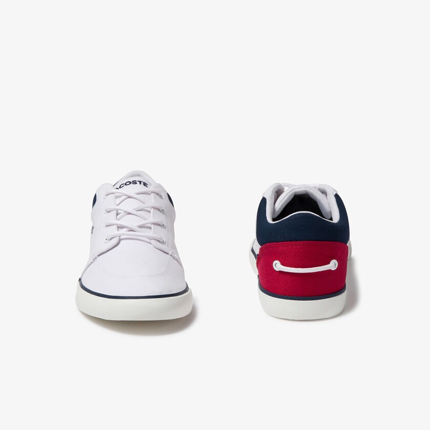 Tenis Lacoste Bayliss Canvas Hombre Blancos Azul Marino Rojos | RD4-72477D8