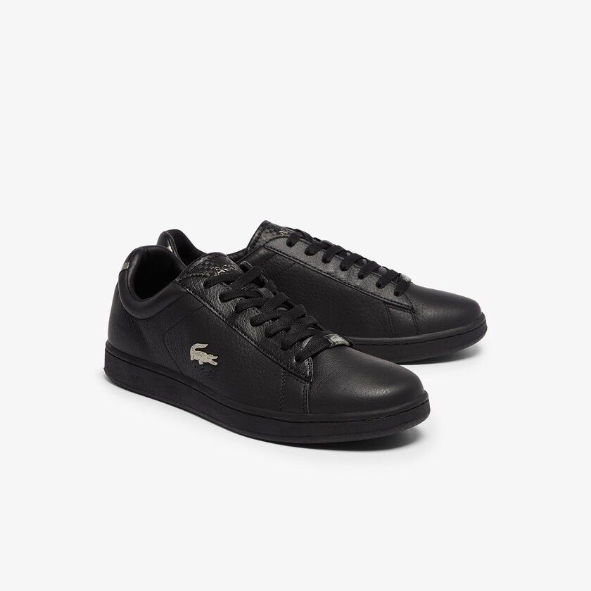 Tenis Lacoste Carnaby Evo Leather Platinum Hombre Negros Negros | RT3-47554Z4