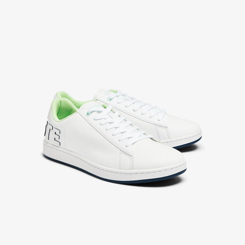 Tenis Lacoste Carnaby Evo Leather and Citrus Accent Hombre Blancos Azul Marino | ZT3-96629O1