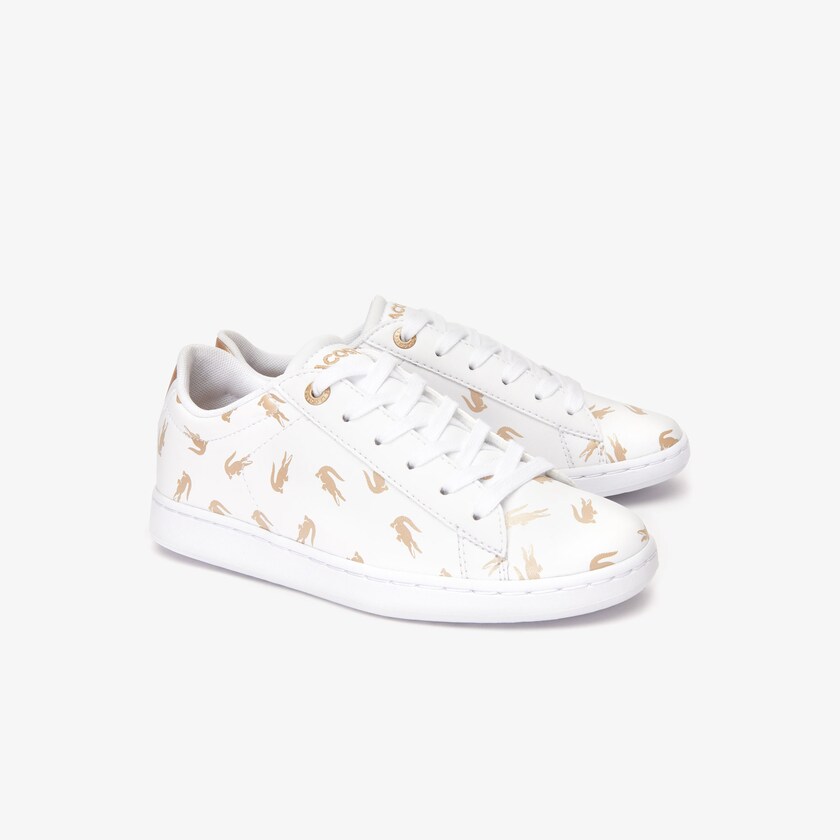 Tenis Lacoste Niños Blancos Dorados Carnaby Metallic Crocodile Sneaker TW7-52735D8