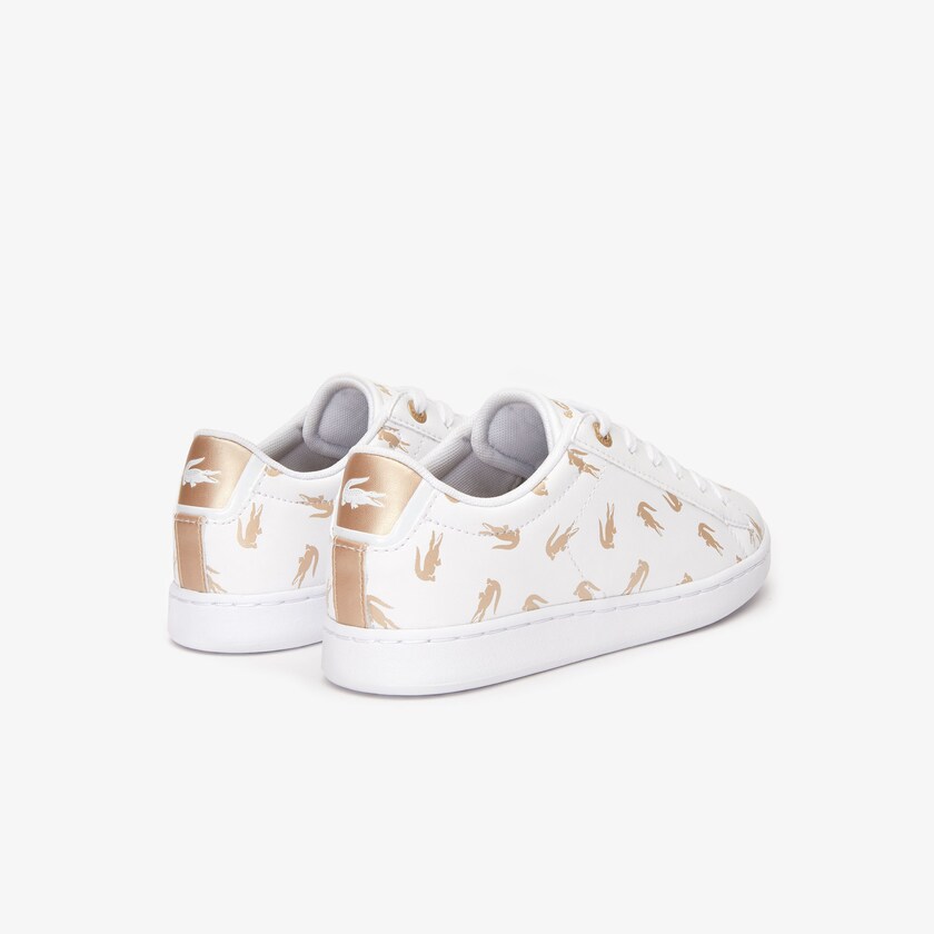 Tenis Lacoste Niños Blancos Dorados Carnaby Metallic Crocodile Sneaker TW7-52735D8