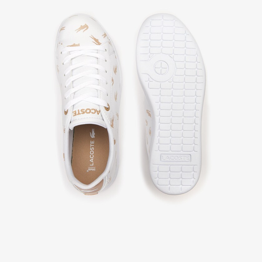 Tenis Lacoste Niños Blancos Dorados Carnaby Metallic Crocodile Sneaker TW7-52735D8