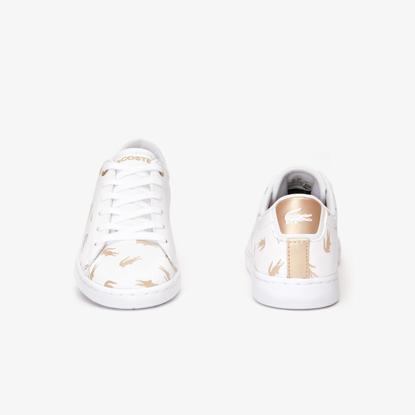 Tenis Lacoste Niños Blancos Dorados Carnaby Metallic Crocodile Sneaker TW7-52735D8