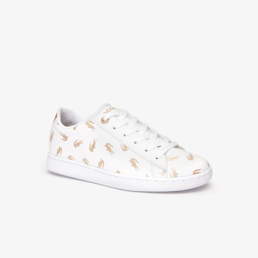Tenis Lacoste Niños Blancos Dorados Carnaby Metallic Crocodile Sneaker TW7-52735D8
