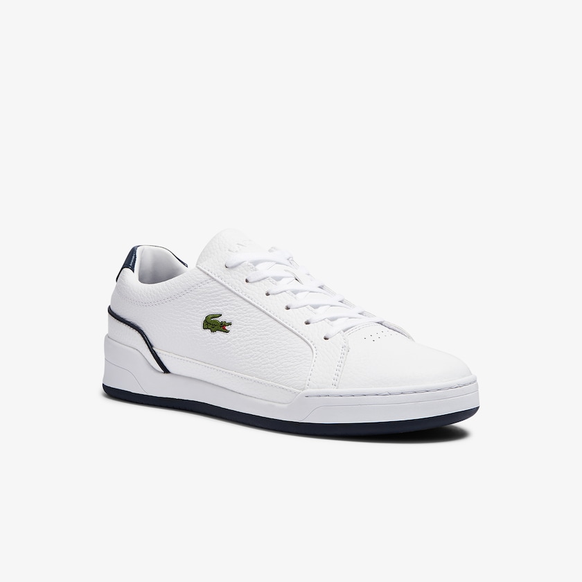 Tenis Lacoste Challenge Leather Hombre Blancos Azul Marino | IC7-05750W3