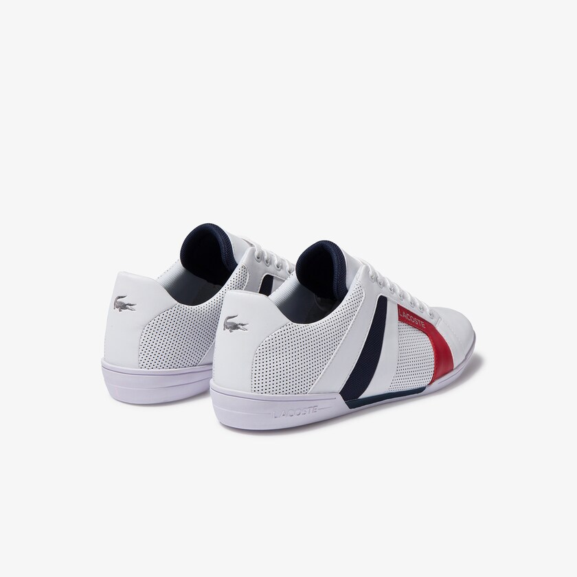 Tenis Lacoste Chaymon Club Leather and Mesh Hombre Blancos Azul Marino | OV8-15971P4