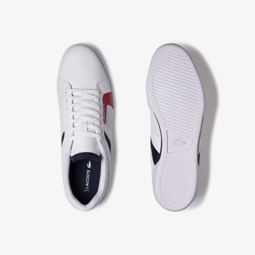 Tenis Lacoste Chaymon Club Leather and Mesh Hombre Blancos Azul Marino | OV8-15971P4