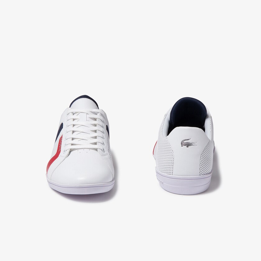 Tenis Lacoste Chaymon Club Leather and Mesh Hombre Blancos Azul Marino | OV8-15971P4