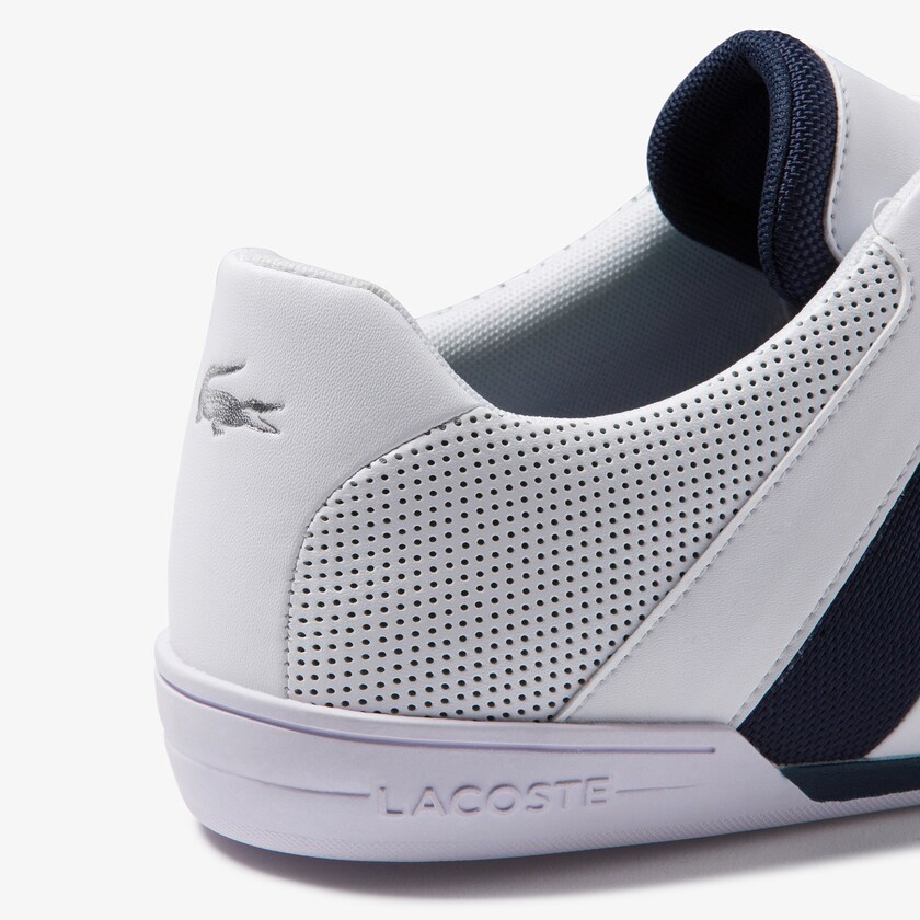 Tenis Lacoste Chaymon Club Leather and Mesh Hombre Blancos Azul Marino | OV8-15971P4