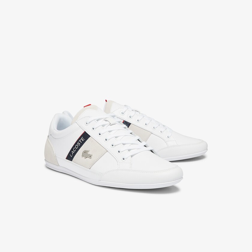 Tenis Lacoste Chaymon Leather and Suede Hombre Blancos Azul Marino | AZ0-27542H2