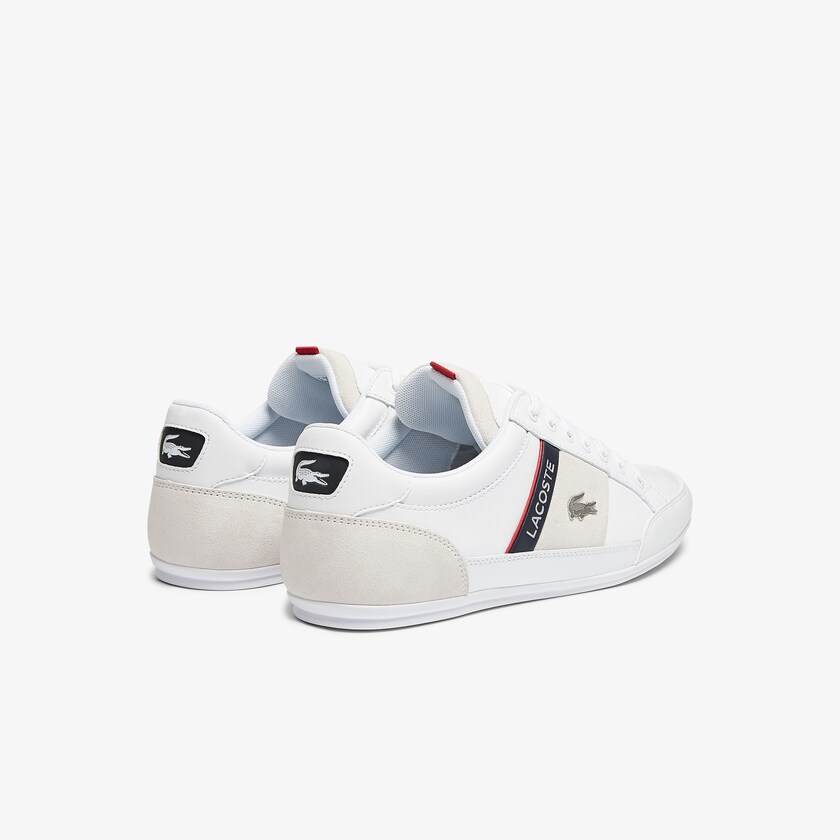 Tenis Lacoste Chaymon Leather and Suede Hombre Blancos Azul Marino | AZ0-27542H2