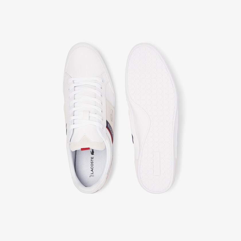 Tenis Lacoste Chaymon Leather and Suede Hombre Blancos Azul Marino | AZ0-27542H2